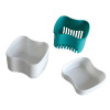 Boîte à dentier blanc avec panier ajouré et amovible 9 x 7 x 7,5 cm