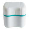 Boîte à dentier blanc avec panier ajouré et amovible 9 x 7 x 7,5 cm