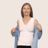 T-shirt discret correcteur de posture pour le quotidien Percko femme rose poudré col en V taille H2.P4