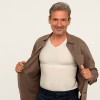 T-shirt discret correcteur de posture pour le quotidien Percko homme sable col en V taille H1.P3